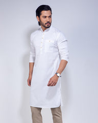 White Casual Panjabi Spandex Fabric 266#2
