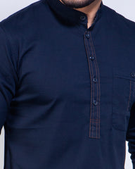 Men's Blue Casual Panjabi - Stretch Fabric 266#3