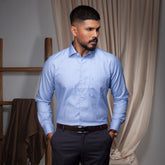 Shirt:Full Sleeve Blue Door_Regular Fit_ Dobby_306#1