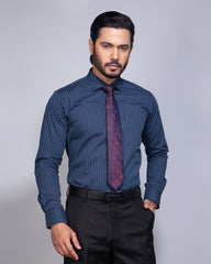 Blue Stripe Cotton Formal Shirt for Men