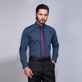 Blue Stripe Cotton Formal Shirt for Men