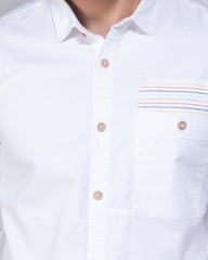 Men's White Casual Shirt Full Sleeve 455#2