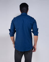 100% Cotton Blue Casual Shirt 455#3