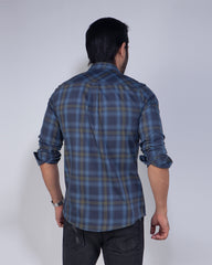 Men's Blue Check Casual Shirt – Full Sleeve 462#3