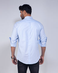 Men's 100% Cotton Sky Blue Casual Shirt 456#1