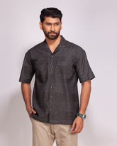 Men's Black Cuban Collar Shirt – Drop Shoulder
