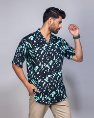Men's Cuban Collar Printed Shirt – Drop Shoulder