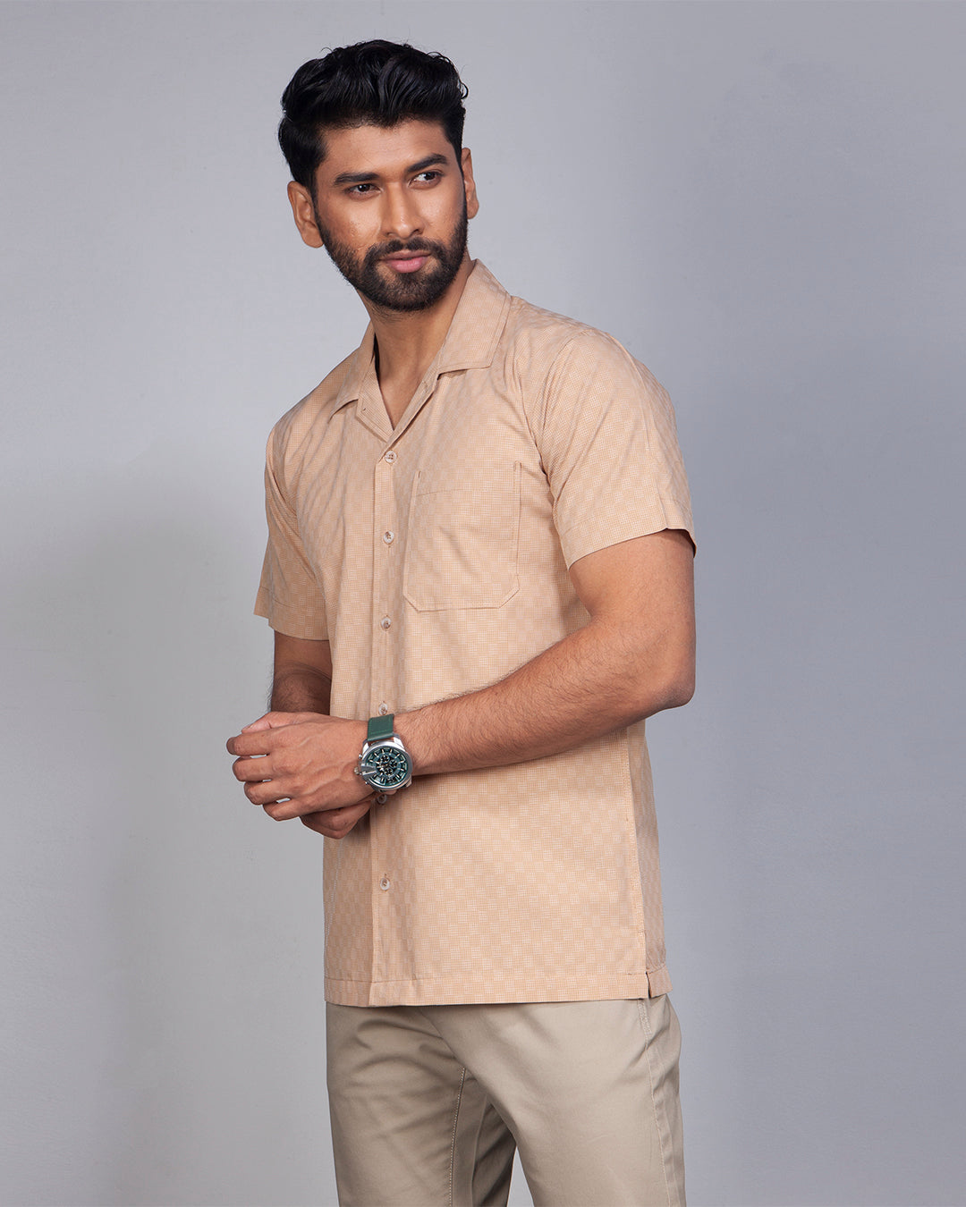 Regular Fit Cuban collar shirt by Dorjibari