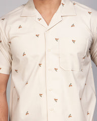 Men's Regular Fit Printed Cuban Collar Shirt 108#1