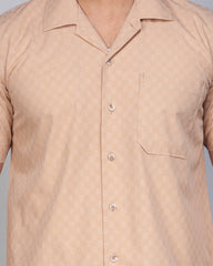 Regular Fit Cuban Collar Check Shirt 110#1