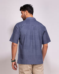 Men's Cuban Collar Printed Shirt – Drop Shoulder 104#1