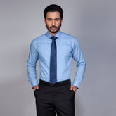 Shirt:Full Sleeve Blue Door_Regular Fit_Dobby_321#1
