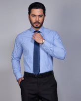Sky Blue Stripe Cotton Formal Shirt