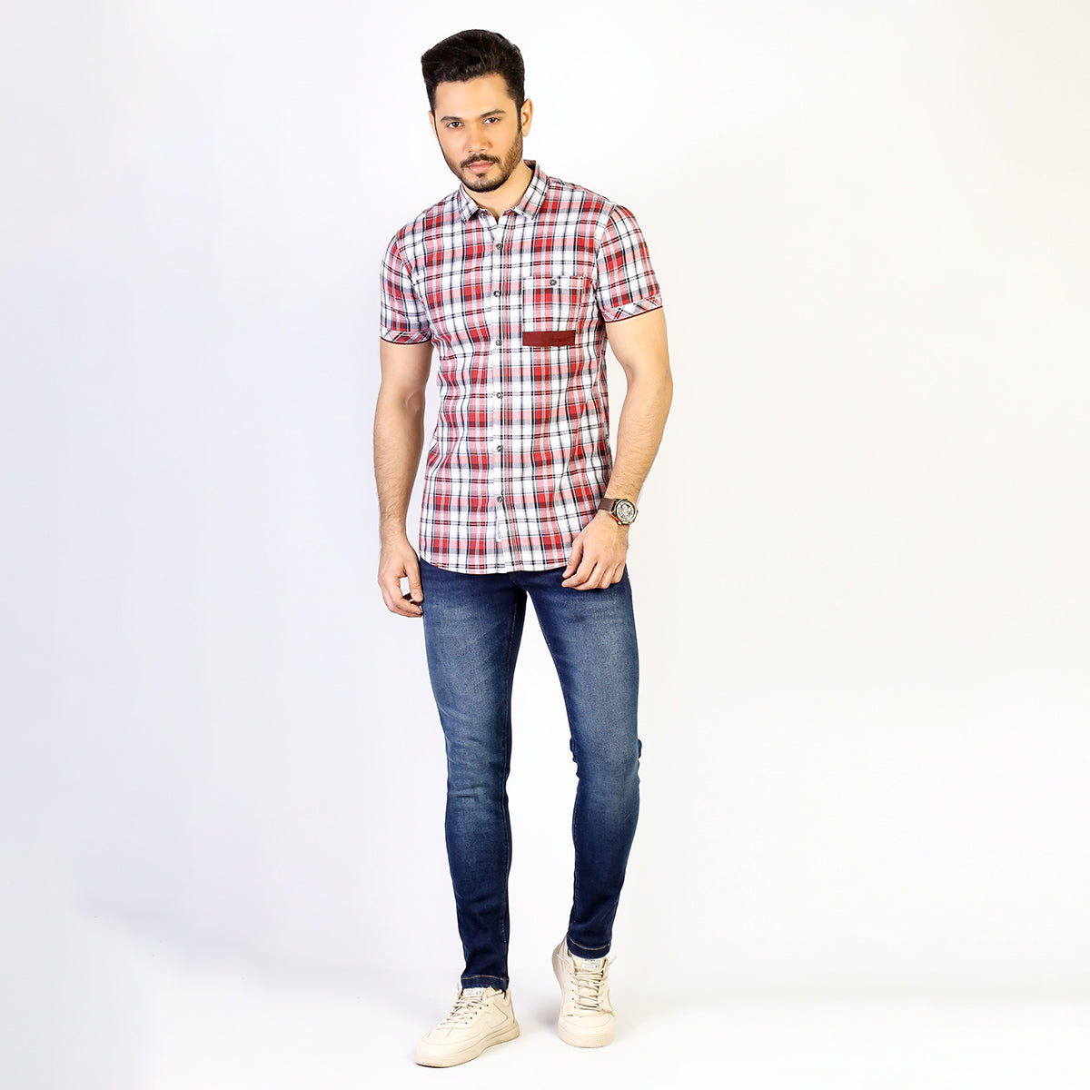 Shirt:Short Sleeve_Trendy Fit_Check_177#1