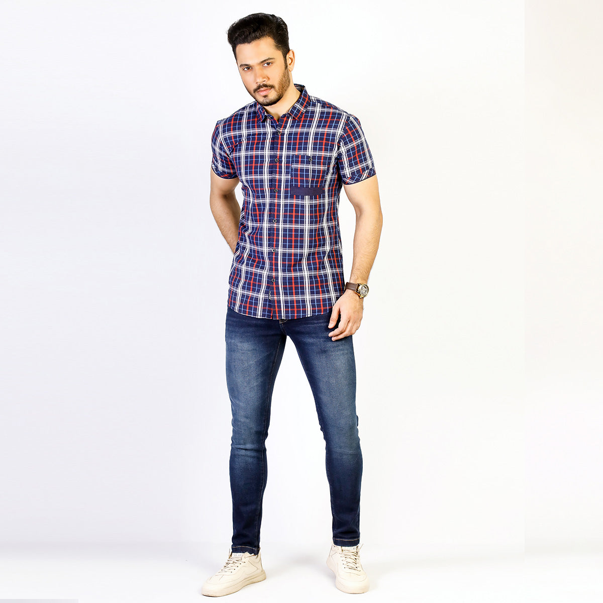 Shirt:Short Sleeve_Trendy Fit_Check_177#2