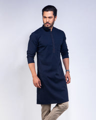Men's Blue Casual Panjabi - Stretch Fabric 266#3