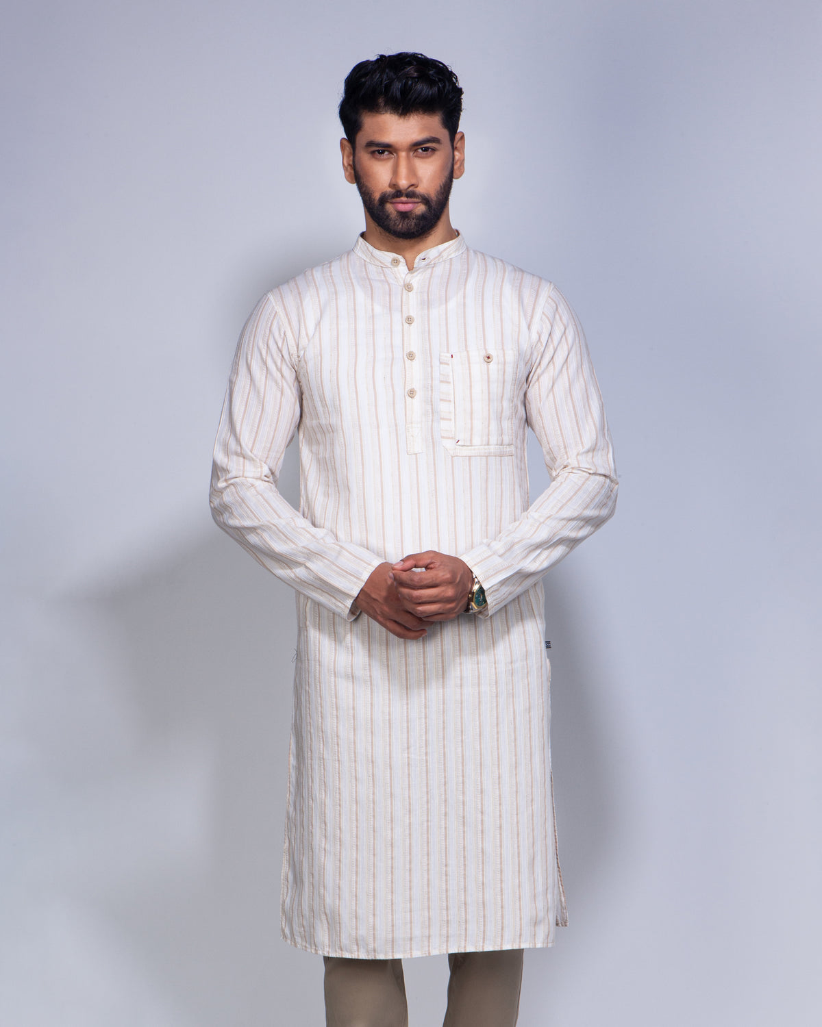 Men's Trendy Fit Stripe Casual Panjabi 267#2