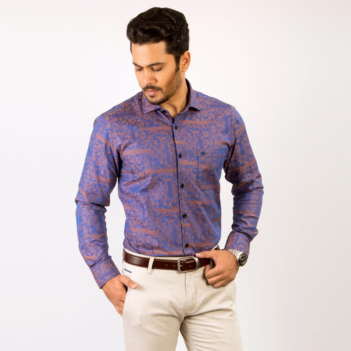 Shirt:Full Sleeve Blue Door_Regular Fit_ Print_265#1