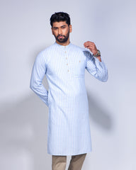 Sky Blue Casual Stripe Panjabi 267#1