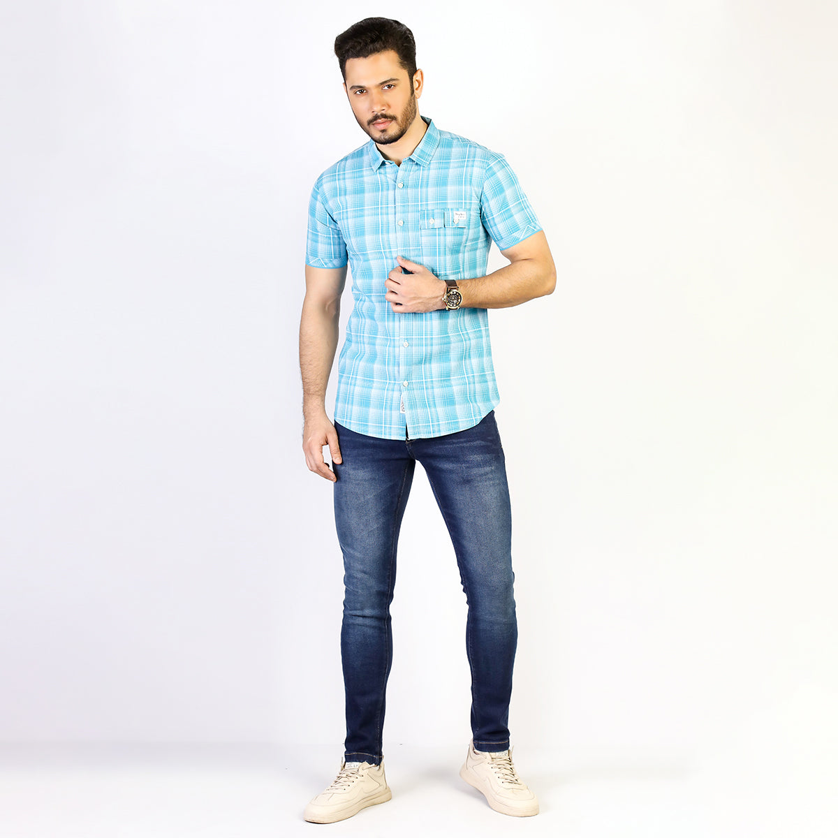 Shirt:Short Sleeve_Trendy Fit_Check_178#2