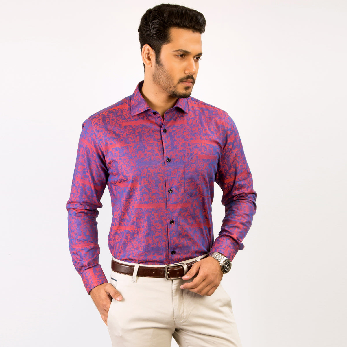 Shirt:Full Sleeve Blue Door_Regular Fit_ Print_265#2