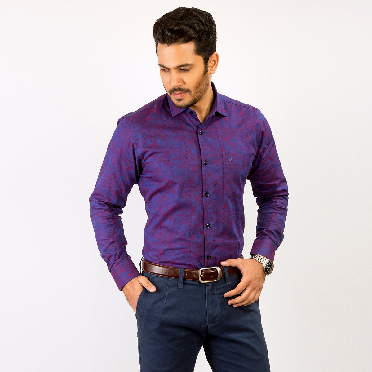 Shirt:Full Sleeve Blue Door_Regular Fit_ Print_267#1