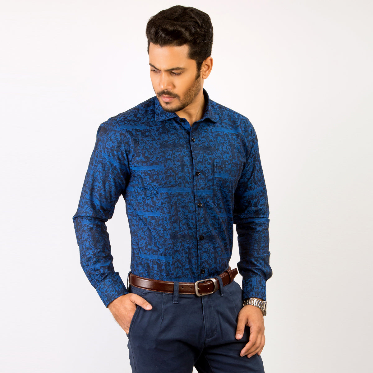 Shirt:Full Sleeve Blue Door_Regular Fit_ Print_265#3