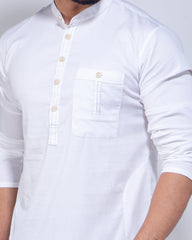 White Casual Panjabi Spandex Fabric 266#2