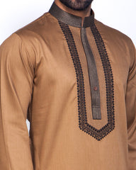 Regular Fit Panjabi for Men – Bone Brown Stripe 172#3
