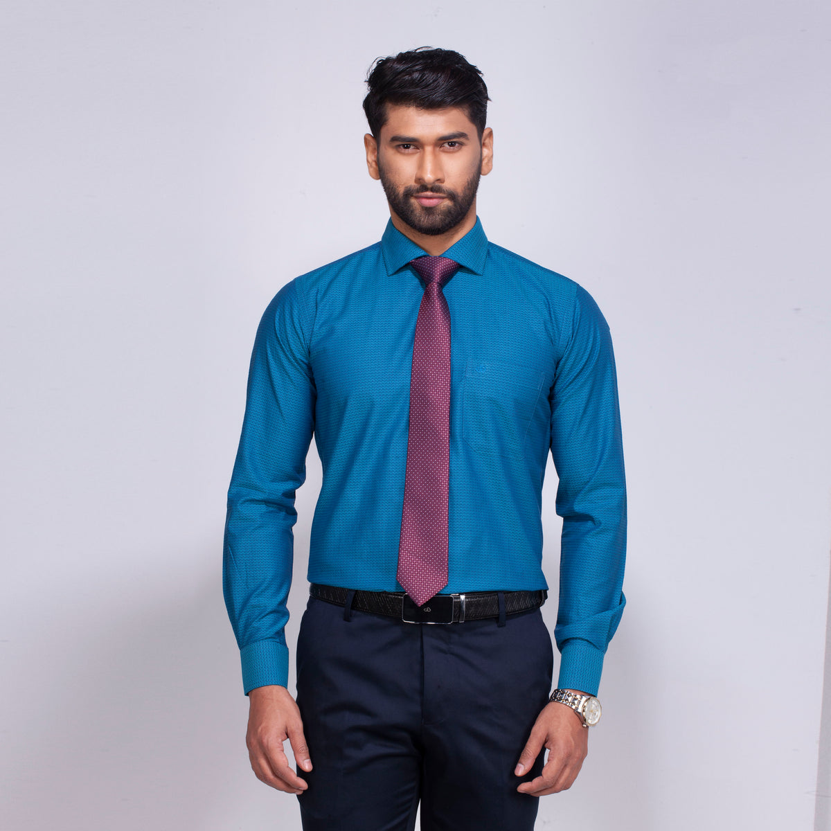 Shirt:Full Sleeve Blue Door_Regular Fit_Dobby_312#4