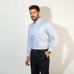 Shirt:Full Sleeve Blue Door_Regular Fit_ Stripe_279#1