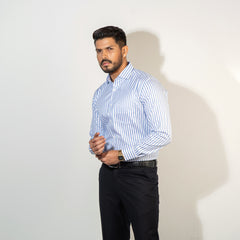 Shirt:Full Sleeve Blue Door_Regular Fit_ Stripe_279#1