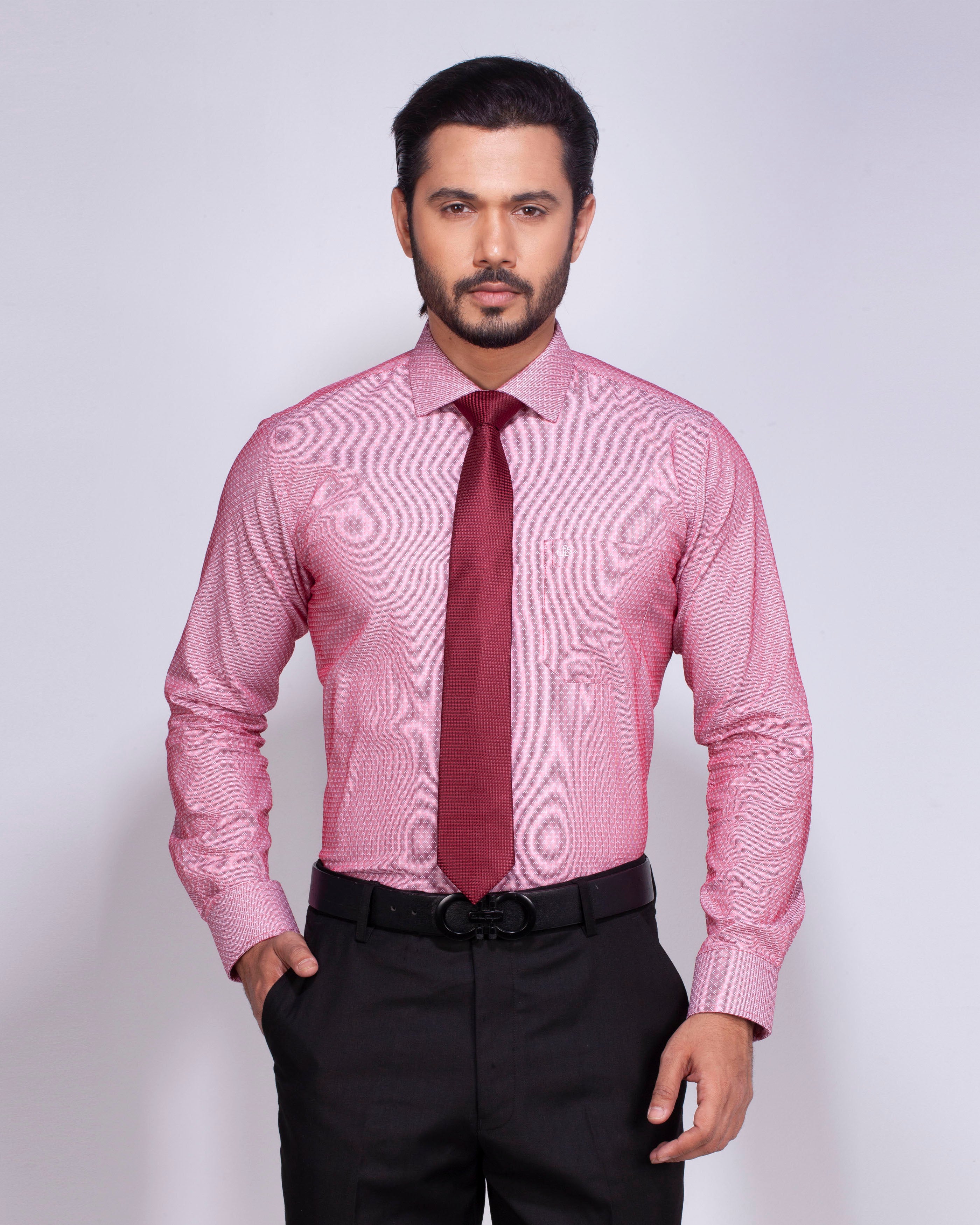 Blue Door Maroon Dobby Formal Shirt – Regular Fit