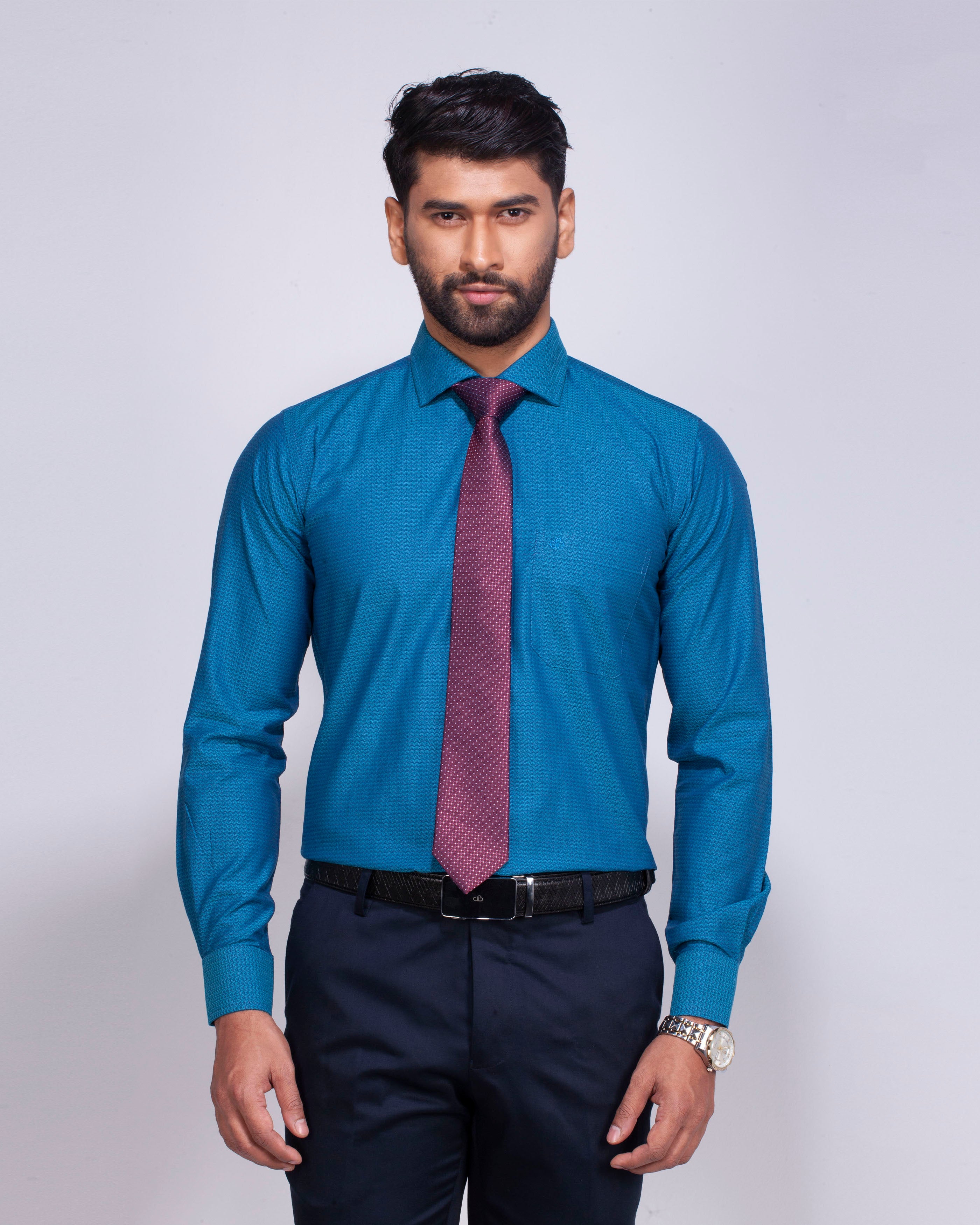 Blue Door Midnight Dobby Formal Shirt – Regular Fit
