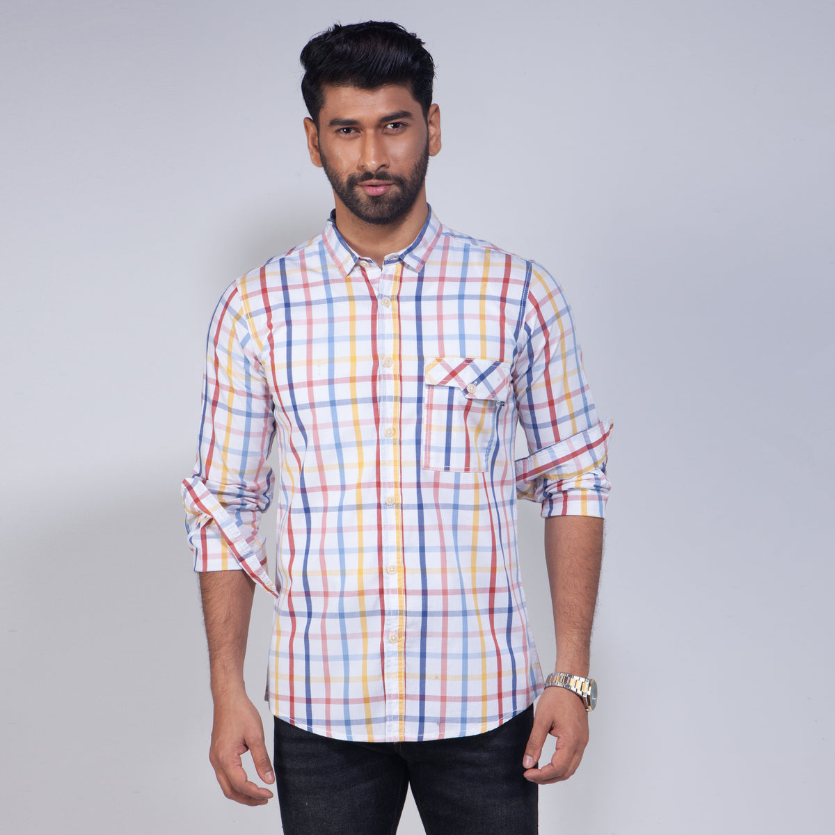 Casual Shirt:Full Sleeve_Trendy Fit_Check_460#1