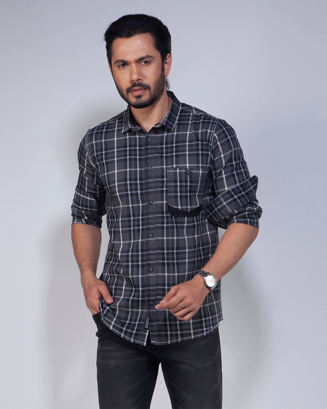 Ash Check Casual Shirt For Men