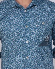 Printed Green Full Sleeve Casual Shirt 457#1