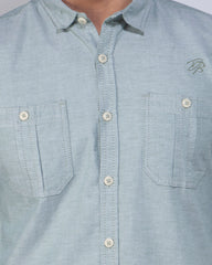 Men's Full Sleeve Light Green Casual Shirt 456#2
