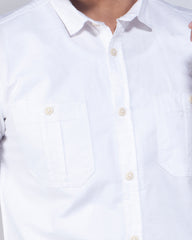 Full Sleeve White Casual Shirt 456#3