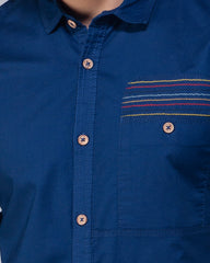 100% Cotton Blue Casual Shirt 455#3