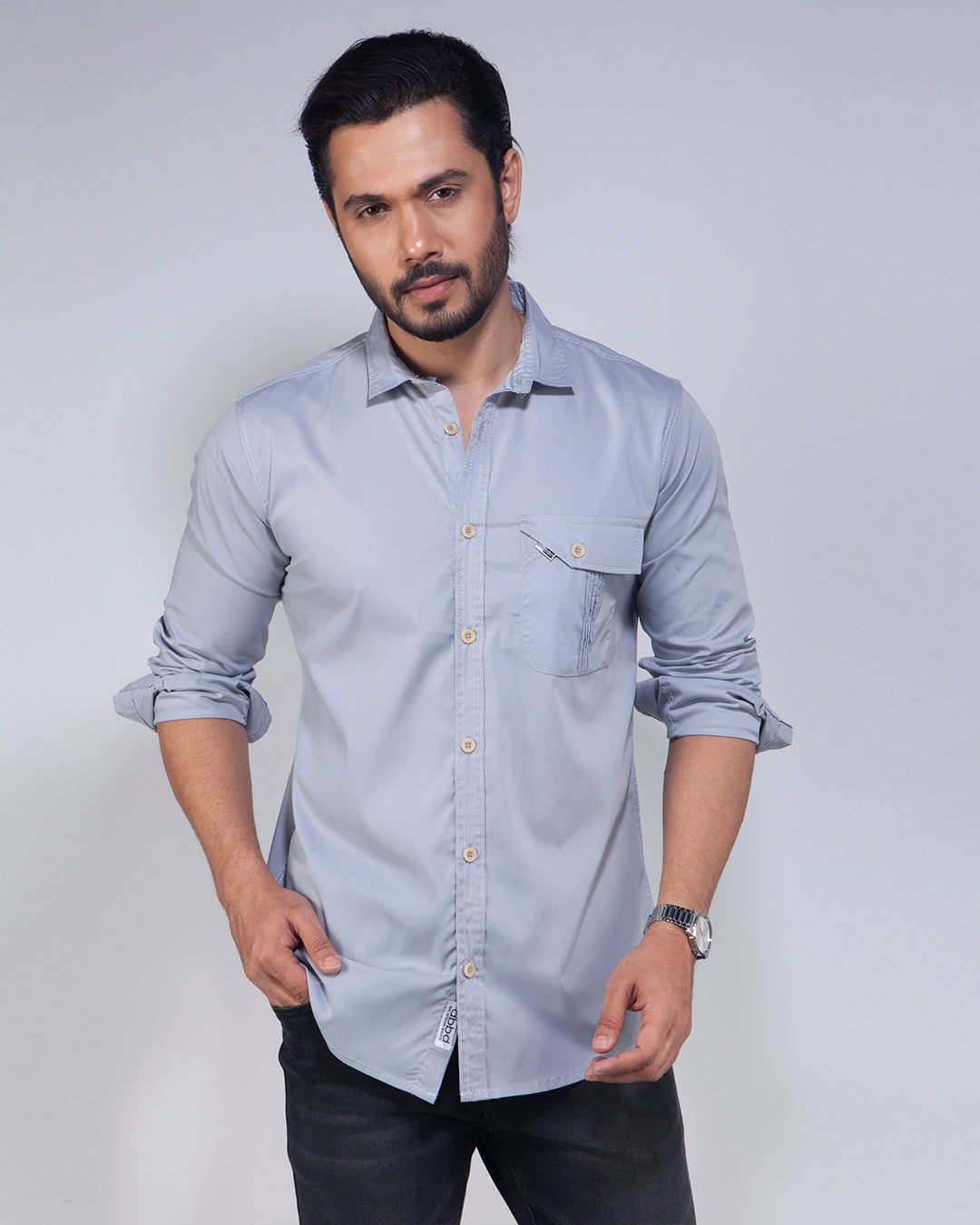 Men's Ash Color Casual Shirt