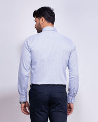 Blue Door Men's Blue Formal Shirt Dobby Weave 316#1