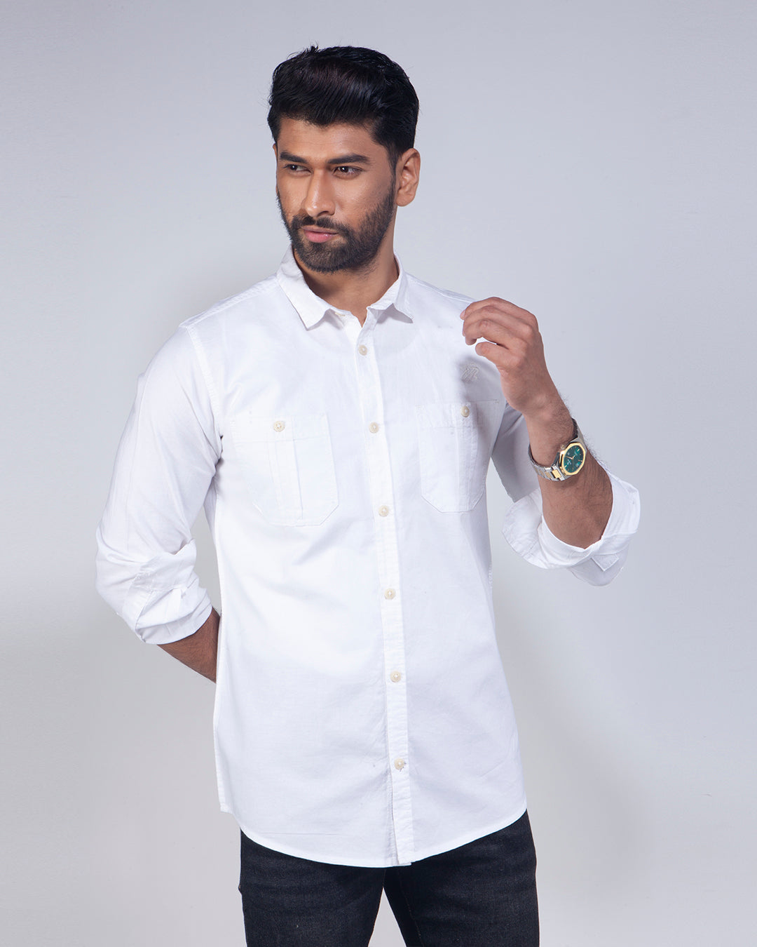 Full Sleeve White Casual Shirt 