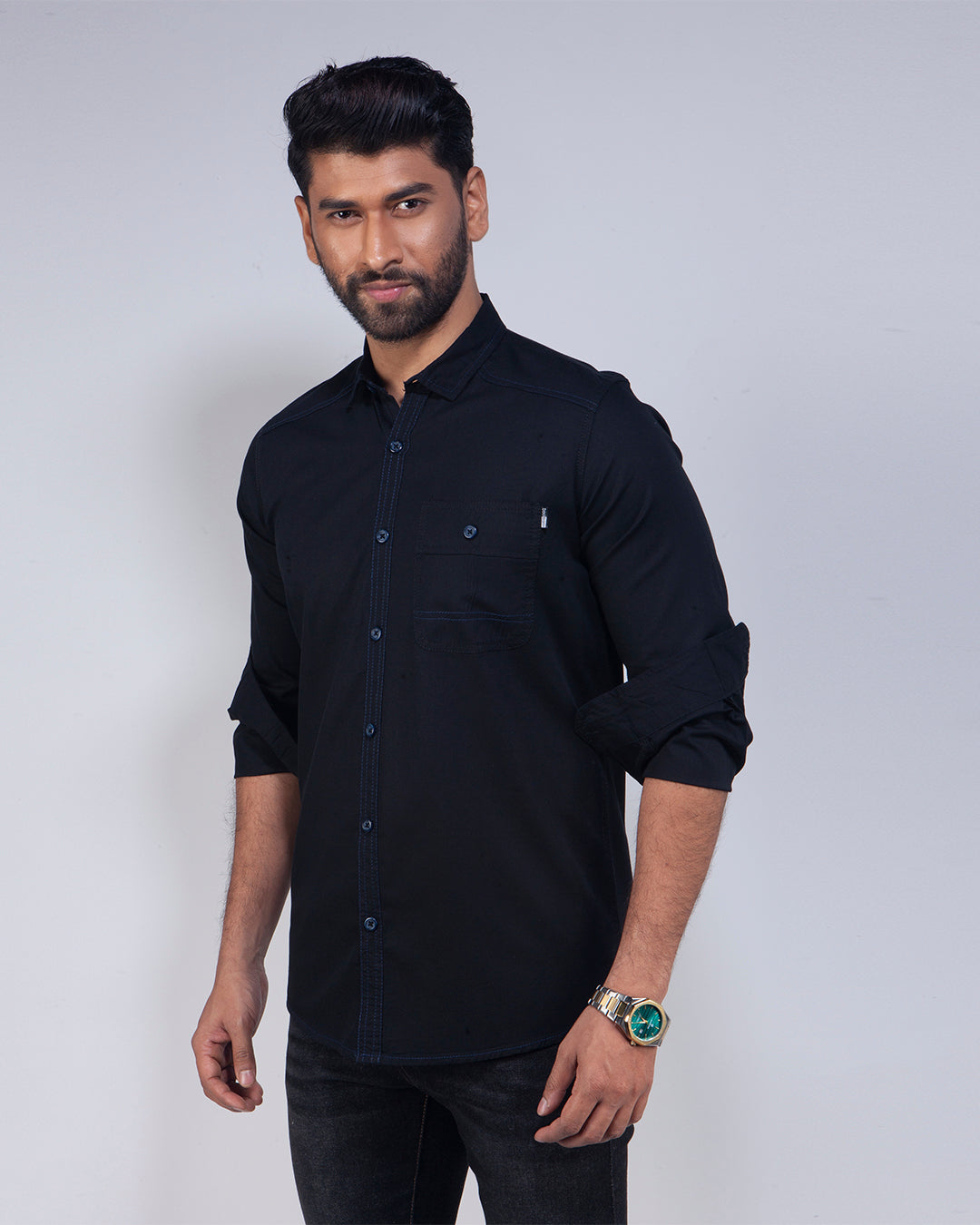 Jet Black Full Sleeve Casual Shirt 