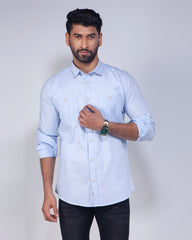 Men's 100% Cotton Sky Blue Casual Shirt 