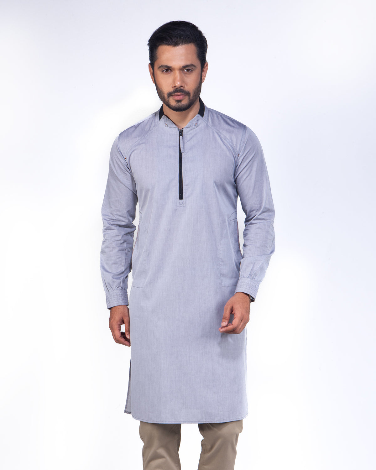 Men's Casual Panjabi in Ash 