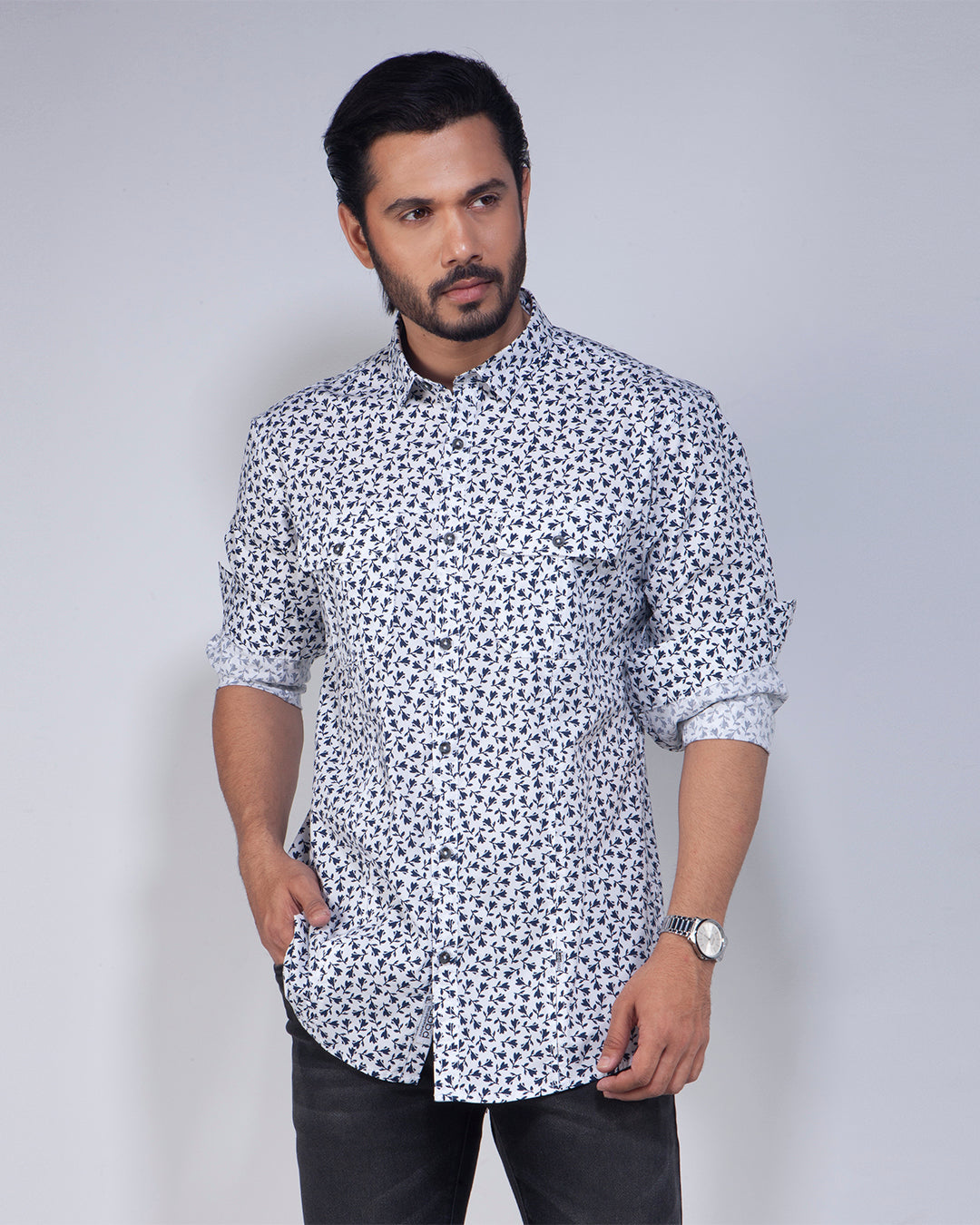 Men's Stretch Print Casual Shirt 