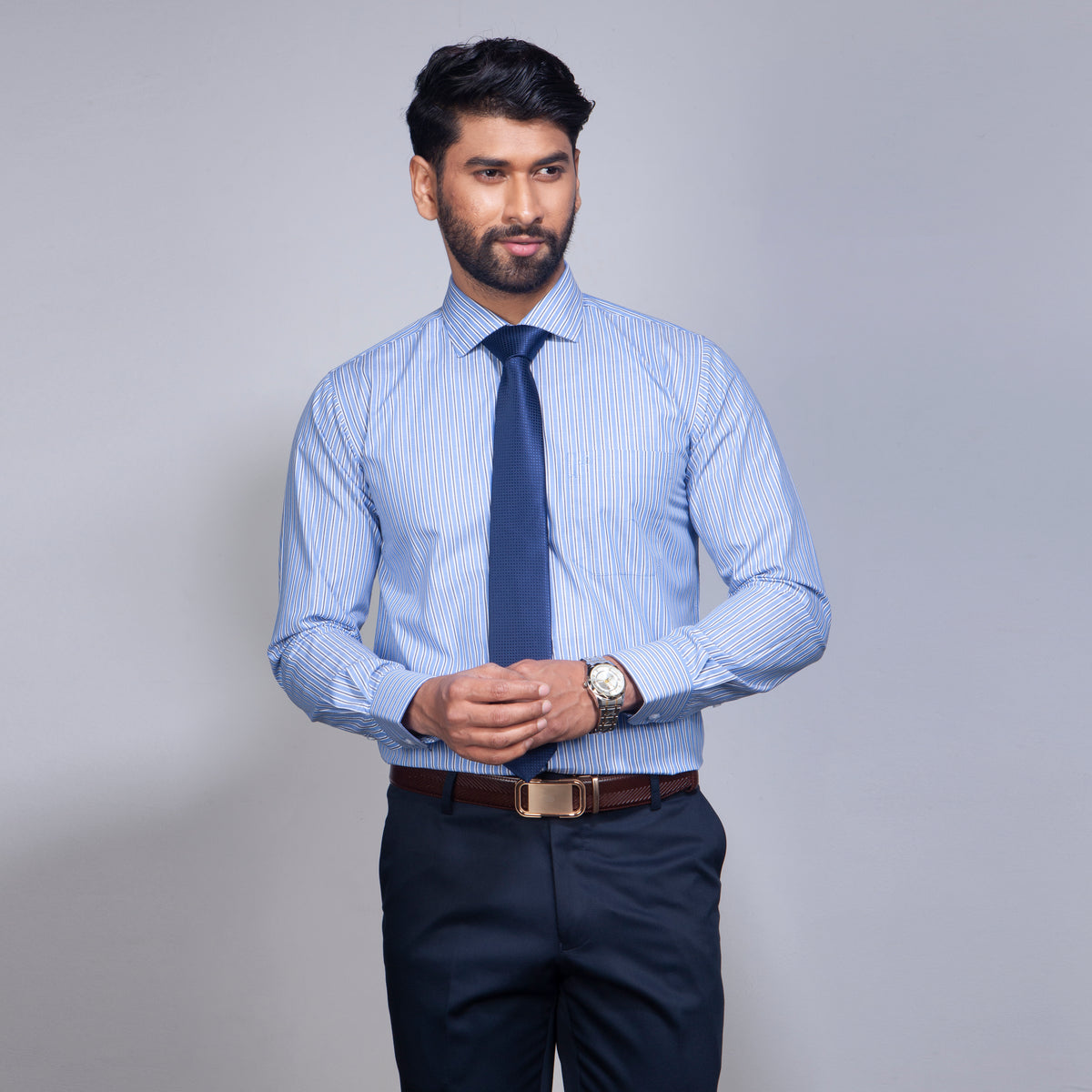 Shirt:Full Sleeve_Regular Fit_Stripe_380#2