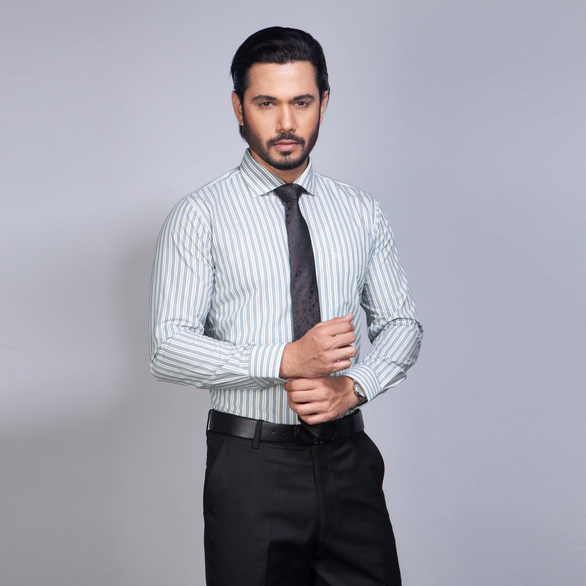 Shirt:Full Sleeve_Regular Fit_Stripe_385#1
