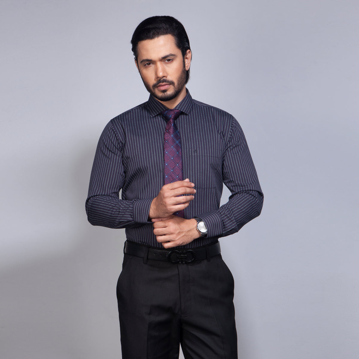 Shirt:Full Sleeve_Regular Fit_Stripe_383#2